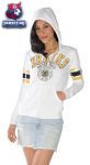 Женская толстовка Бостон Брюинз / Boston Bruins Women's White Vintage Striped Full-Zip Hooded Sweatshirt