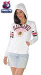 Женская толстовка Чикаго Блэкхокс / Chicago Blackhawks Women's White Vintage Striped Full-Zip Hooded Sweatshirt