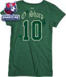 Женская футболка Чикаго Блэкхокс / Patrick Sharp Women's St. Patrick's Day Green O'Shamrock Field Chicago Blackhawks Name and Number Cap Sleeve T-Shirt