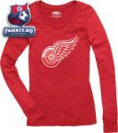 Женская кофта Детройт Ред Уингз / Detroit Red Wings Women's Red Majestic Threads Tri-Blend Long Sleeve T-Shirt