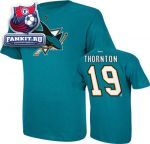 Футболка Сан-Хосе Шаркс / Joe Thornton Teal Reebok San Jose Sharks Name and Number T-Shirt
