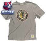 Футболка Чикаго Блэкхокс / Chicago Blackhawks Retro Sport Grey Super Soft Retro Logo T-Shirt