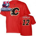 Футболка Калгари Флэймз / Jarome Iginla Red Reebok Name and Number Calgary Flames T-Shirt