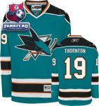 Игровой свитер Сан-Хосе Шаркс / Joe Thornton Jersey: Reebok Teal #19 San Jose Sharks Premier Jersey