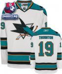 Игровой свитер Сан-Хосе Шаркс / Joe Thornton Jersey: Reebok White #19 San Jose Sharks Premier Jersey