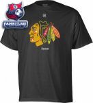 Футболка Чикаго Блэкхокс / Chicago Blackhawks -Black- Primary Logo T-Shirt