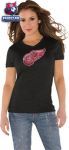 Женская футболка Детройт Ред Уингз / Detroit Red Wings Black Women's Primary Logo Tri Blend V Neck T-Shirt- by Alyssa Milano