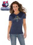 Женская футболка Флорида Пантерз / Florida Panthers Navy Women's Primary Logo Tri Blend V Neck T-Shirt- by Alyssa Milano