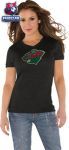 Женская футболка Миннесота Уайлд / Minnesota Wild Black Women's Primary Logo Tri Blend V Neck T-Shirt- by Alyssa Milano