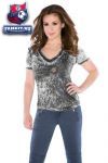 Женская футболка Филадельфия Флайерз / Philadelphia Flyers Women's Fade Route Crystals V-Neck T-Shirt - by Alyssa Milano