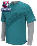 Кофта Сан-Хосе Шаркс / San Jose Sharks Teal Scrimmage Splitter Long Sleeve Layered T-Shirt