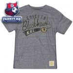 Футболка Чикаго Блэкхокс / Chicago Blackhawks Grey Retro Sport Sweep The Leg Tri-Blend T-Shirt
