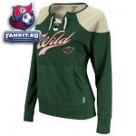 Женская кофта Миннесота Уайлд / Minnesota Wild Reebok Women's Green Long Sleeve Boatneck Shirt