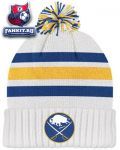 Шапка Баффало Сейбрз / Buffalo Sabres White CCM Classics Cuffed Pom Knit Hat