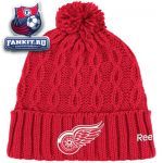 Женская шапка Детройт Ред Уингз / Detroit Red Wings Women's Red Cuffed Pom Knit Hat