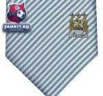 Галстук Манчестер Сити / Manchester City Stripe Polyester Tie - Sky/White