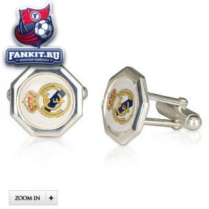 Серебряные запонки Реал Мадрид / Real Madrid Colour Crest Cufflink 
