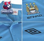 Детское поло Манчестер Сити / Manchester City Aftermatch Poly Polo - Vivid Blue/Black - Kids