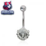 Серьга в пупок Манчестер Юнайтед / MANCHESTER UNITED STAINLESS STEEL BODY BAR WITH STERLING SILVER CREST 