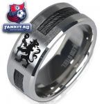 Серебряное кольцо Челси / Chelsea Band Ring With Black Inlay - Stainless Steel 