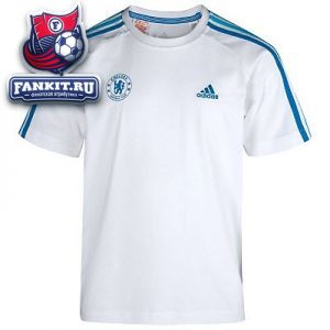 Футболка Челси Адидас / Adidas Chelsea Essentials 3 Stripe Crew Neck T-Shirt